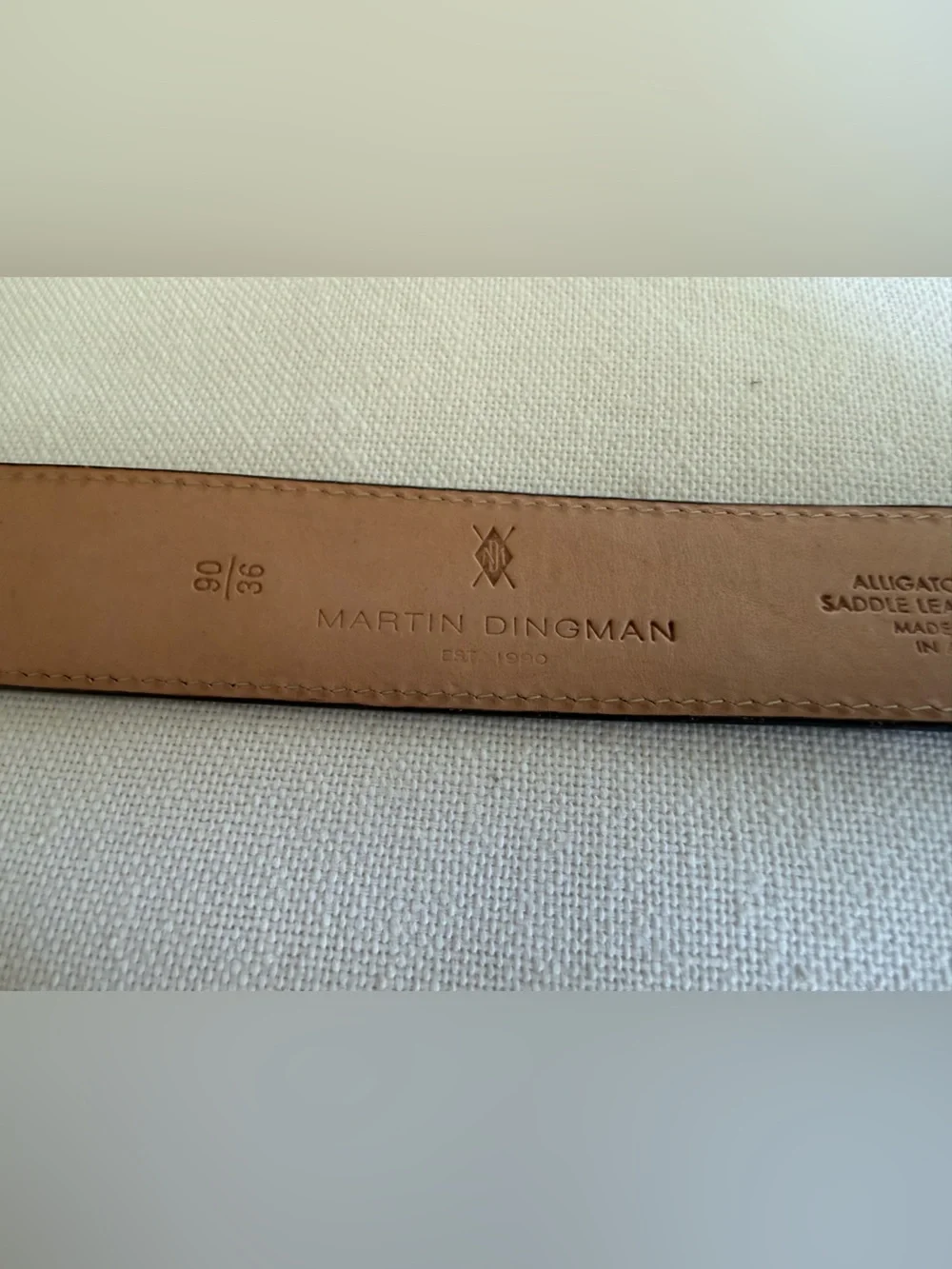 MARTIN DINGMAN ALLIGATOR GRAIN Saddle Leather Belt Size 90/36